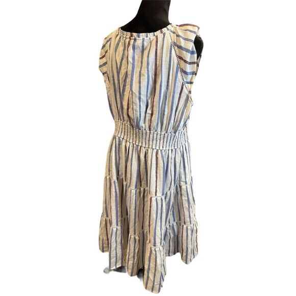 Wayward Fancy Women's Midi Dress Stripe Smocked Waist Flutter Sleeve Large - Picture 2 of 8
